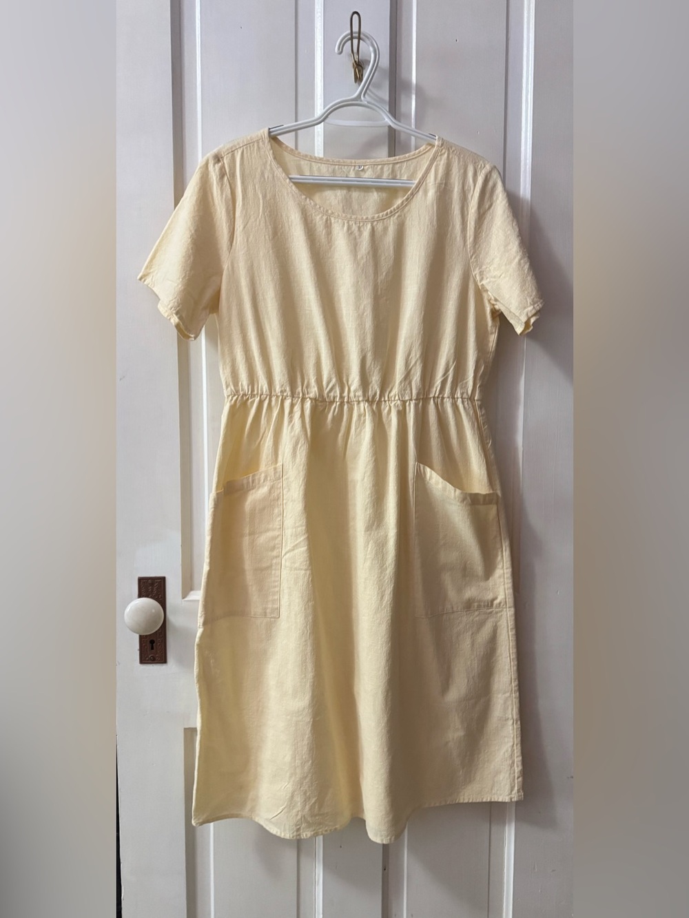 Source Unknown Cream Short Sleeve Midi Dress